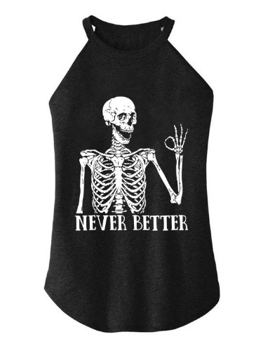Never Better Skeleton TRI ROCKER COTTON TANK | Black / M / TH
