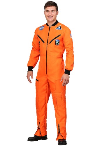 Adult Orange Astronaut Jumpsuit Costume - Medium