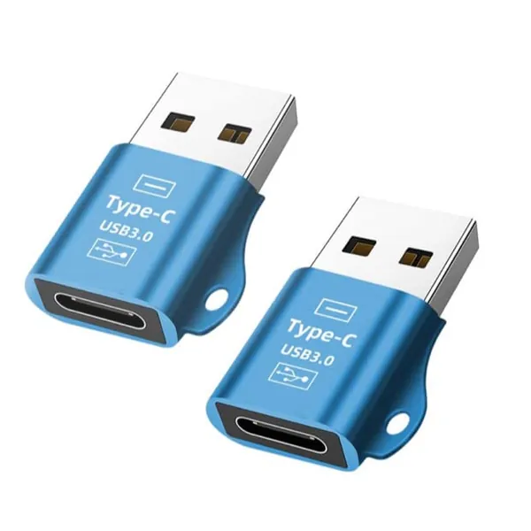 USB-C till USB 3.0-adapter, 2 stycken, OTG, USB-C-uttag till USB-kontakt, snabbladdning, dataöverföring MacBook Pro, iPhone 11 12,12 Pro, Samsung, Huawei, Xiaomi, PC, bärbar dator osv. (Blue)