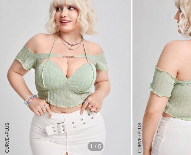 SHEIN Plus Halter Neck Heart-Ring Cut Out Top