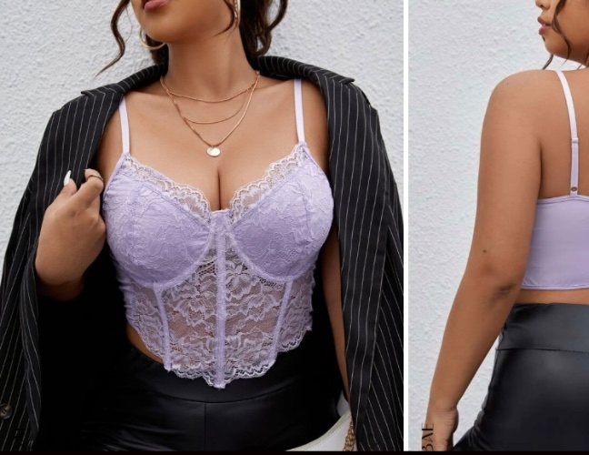 SHEIN BAE Plus Lace Bustier Cami Top
