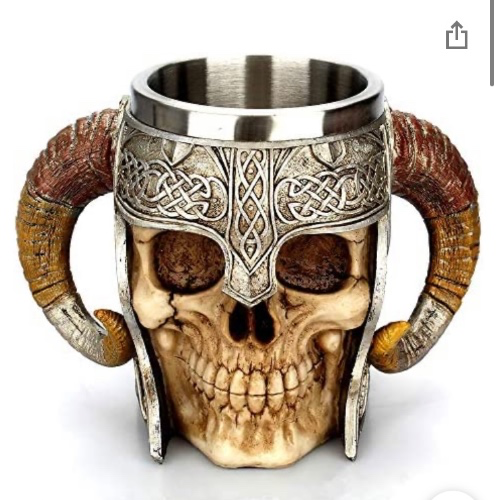 Amazon.com | Stainless Steel Skull Mug Viking Drinking Cup Skeleton Resin Beer Stein Tankard Coffee Mug Tea Cup Halloween Bar Drinkware Gift: Beer Mugs & Steins