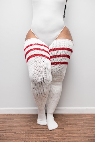 White & Red Stripes - Long 35 Inches