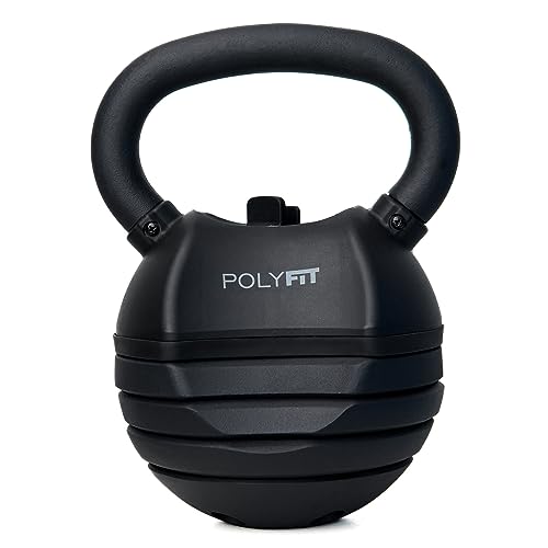 Polyfit Adjustable Kettlebell - Kettlebell Weights Set for Home Gym - BLACK - 50 LB