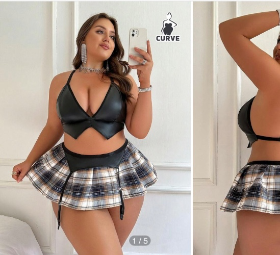 Plaid Music Festival Sexy Lingerie 2pcs/Set