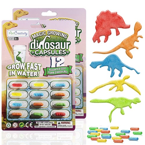 ArtCreativity Magic Growing Dinosaur Capsules, 2 Packs with 12 Expanding Dino Capsules Each, Grow in Water, Cute Color and Design Variety, Kids’ Birthday Party Favors, Contest Prize or Gift Idea - 
