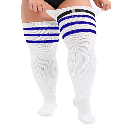 Zando Womens Plus Size Thigh High Socks Over Knee Thick Socks Extra Long Leg Warmers Chunky Knit Thigh High Stockings - One Size Wine