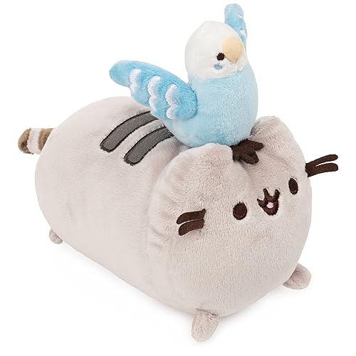 GUND Pusheen & Bo Parakeet Best Friend Set Two-in-One Plush Cat Stuffed Animal, Gray and Blue, 6” - Bo Best Friend Set