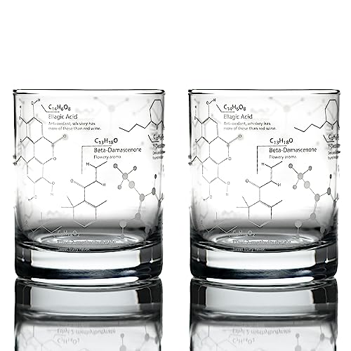 Greenline Goods Whiskey Glasses - 10 oz Tumbler Gift Set – Science of Whisky Glasses (Set of 2) Etched with Whiskey Chemistry Molecules | Old Fashioned Rocks Glass - 2 Count (Pack of 1)