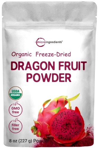 Organic Freeze-Dried Dragon Fruit Powder (Pink Pitaya/Pitahaya), 8 Ounce, Perfect for Shakes, Baking & Smoothie, Non-GMO, No Gluten, Vegan Friendly
