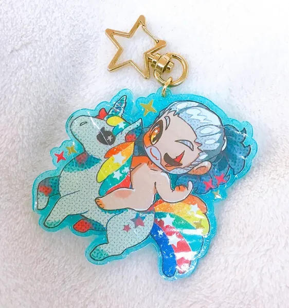 THE WITCHER: Geralt Riding Unicorn glitter back Acrylic Charms