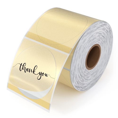 MUNBYN 2 Inch Gold Transparent Thermal Labels, Round Fine Glitter Printable Thermal Stickers for Small Business, Waterproof Personalized Thermal labels-500 Labels - 2" Gold
