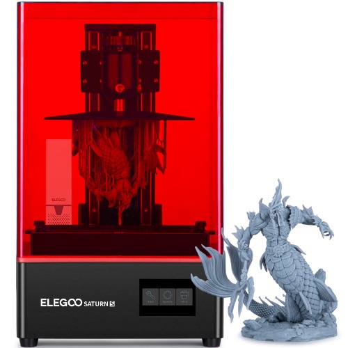 ELEGOO Resin 3D Printer, Saturn S Mono MSLA 3D Printer UV Photocuring Resin LCD 3D Printer with 9.1 inches 4K Monochrome LCD, Off-Line Print, 196 x 122 x 210 mm³ / 7.71 x 4.80 x 8.26 in³ Printing Size - Saturn S