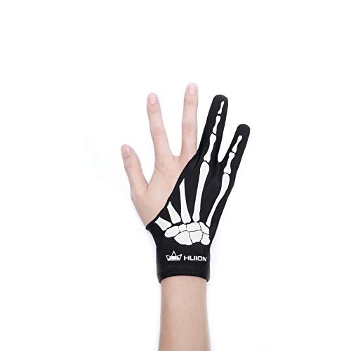 HUION Skeleton Artist Glove for Graphic Drawing Tablet Pad Monitor Painting, Paper Sketching, Suitable for Left and Right Hand - Medium - Skeleton