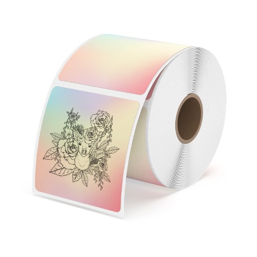 MUNBYN Square Thermal Label Stickers, 2 X 2 Rainbow Color Thermal Labels, Multi-Purpose Thermal Stickers for Business, DIY Logo Design, 500 Labels - 2x2 Rainbow