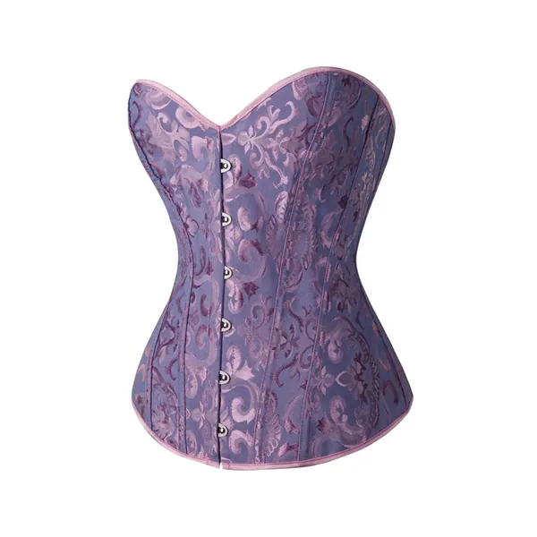 Bustier for Women Underbust Corset Plus Size Steampunk Court Style Lace Floral Corsets Waist Trainer Shapewear - Blue XX-Large