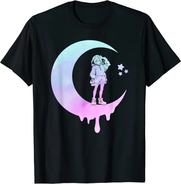 Moon Stars Kawaii Girl Vaporwave Anime Otaku Pastel Goth T-Shirt
