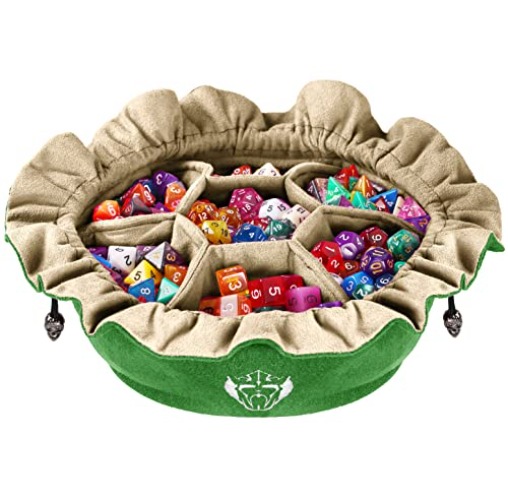 CardKingPro Immense Dice Bags with Pockets - Green - Capacity 150+ Dice - Great for Dice Hoarders [Patented Design] - IMMENSE - Green