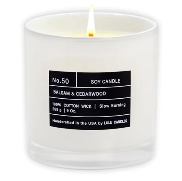 Lulu Candles | Balsam & Cedarwood | Smells Like Fresh Fir | Luxury Scented Soy Jar Candle | Hand Poured in The USA | Highly Scented Long Lasting (9 Oz.) - Balsam & Cedarwood - 9 Oz.
