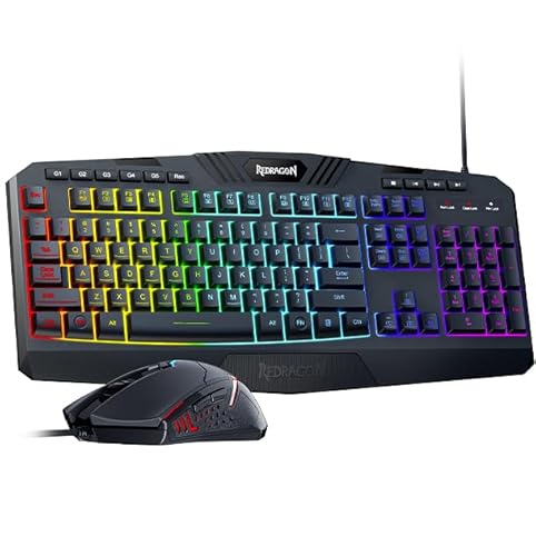 Redragon Updated S101 Programmable Gaming Keyboard and Mouse, RGB Backlit Keyboard Mouse with Software, Independent Macro Record Keys, Value Combo Set - RGB