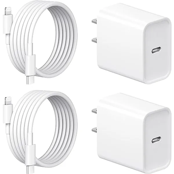 iPhone 14 13 12 11 Fast Charger USB C Wall Charger [2-Pack] 6FT Fast Charging Cable Compatible with iPhone 14/14 Pro/14 Pro Max/iPhone 13/12/11/X/8/7/6/iPad Pro/Mini/AirPods