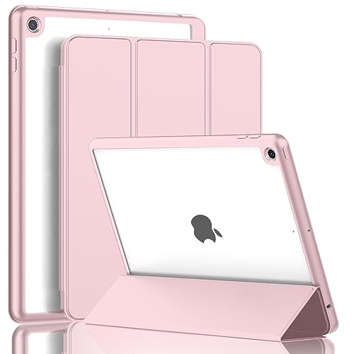 ToaPoia iPad 9th Generation Case 2021/iPad 8th Generation Case 2020 10.2 Inch with Pencil Holder, iPad 7th Gen 2019 Case with Clear Transparent Back, Auto Wake/Sleep Cover(Pink) - Pink