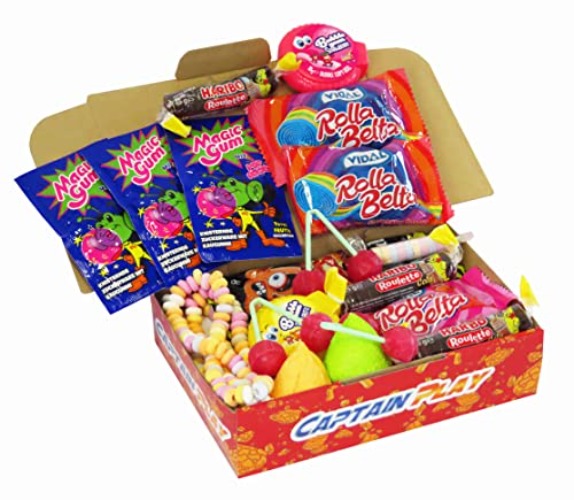 CAPTAIN PLAY | Retro Süßigkeiten Box | 10 verschiedene Nostalgie-Süßigkeiten aus unserer Kindheit