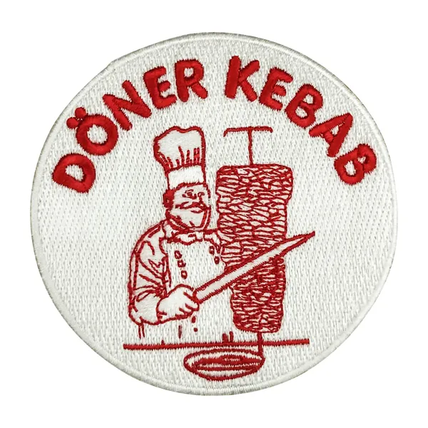 Urbanski Patch Döner Kebab Köftespieß Dönermann Chef (mit oder ohne scharf) zum Aufbügeln | Aufnäher Applikation Bügelbild - 