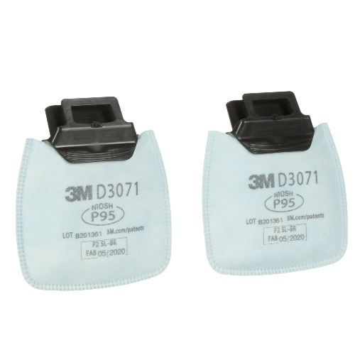 3M P95 Respirator Filter, Secure Click D3071 Protection Against Certain Oil and Non-Oil Based Particulates, NIOSH Approved, Dual-Flow for Easier Breathing, 1 Pair - 