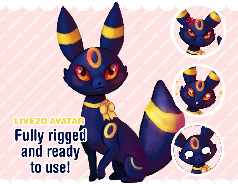Vtuber - Pokemon Umbreon Eeveelution - Fully Body/Fully rigged Live2D Avatar