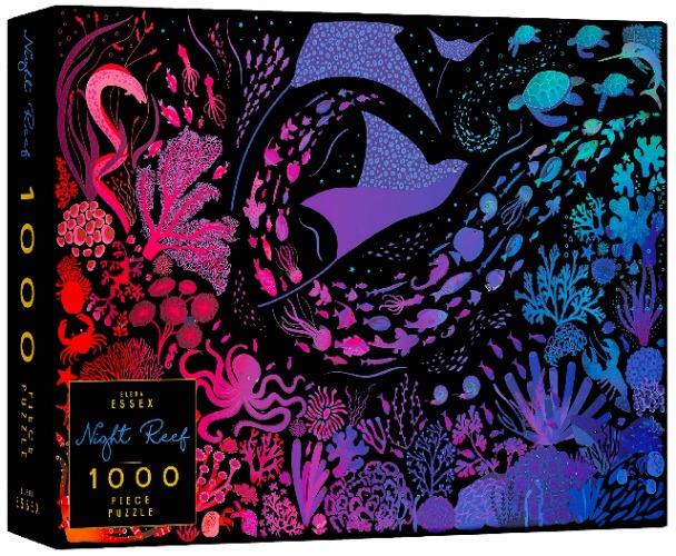 Elena Essex Puzzles for Adults 1000 Pieces and up - Night Reef | 1000 Piece Puzzle for Adults | Jigsaw Puzzles 1000 Pieces | Coral Ocean Sea and Shark Puzzle | Puzzles Size 28 x 20 inches - Multicolored