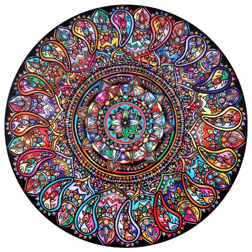 Bgraamiens Puzzle-Mandala Petals-1000 Pieces Round Puzzle Color Challenge Jigsaw Puzzles for Adults and Kids(Mandala Petals) - Mandala Petals