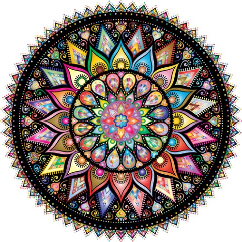 Bgraamiens Puzzle-Geometric Colorful Mandala-1000 Pieces Creative Geometric Round Blue Board Colorful Mandala Jigsaw Puzzle - 