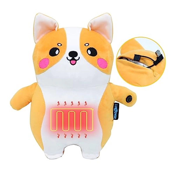 ROADDPMATE Cute Corgi Heating Pad, Portable USB Heated Throw Pillow, Cuddly 13.77" x 10" Plush Gift for Wife, Girlfriend, and Daughter (No Battery Pack)
