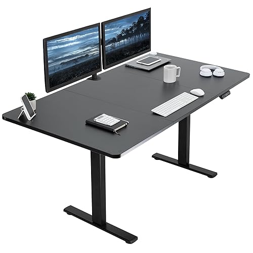 VIVO Electric 71 x 36 inch Standing Desk Workstation, Memory Controller Height Adjustment, 1B Series, Black Top Black Frame, DESK-KIT-1B7B-36 - 71 x 36-inch - Black Top / Black Frame