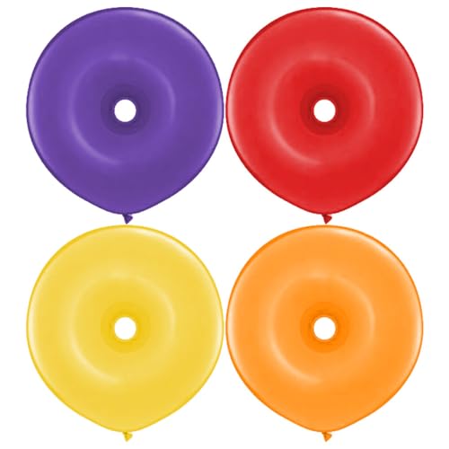 PMU 16 Inches Geo Donut Balloons Radiant Jewel Assortment Latex (25/Pkg) Pkg/1 - Pkg of 25 - Radiant Jewel Assortment
