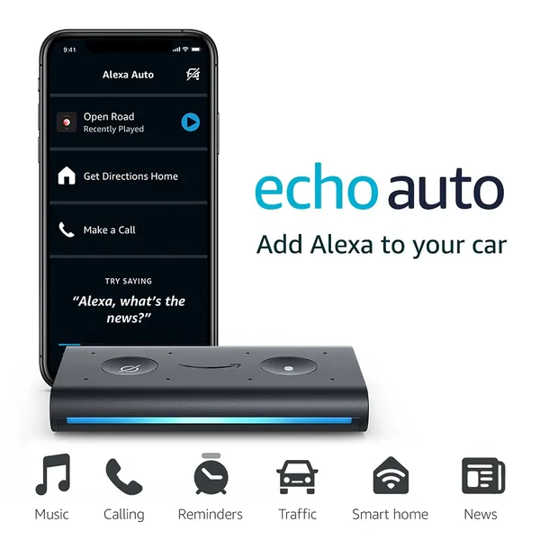 Echo Auto- Hands-free Alexa in your car with your phone - Black Device only