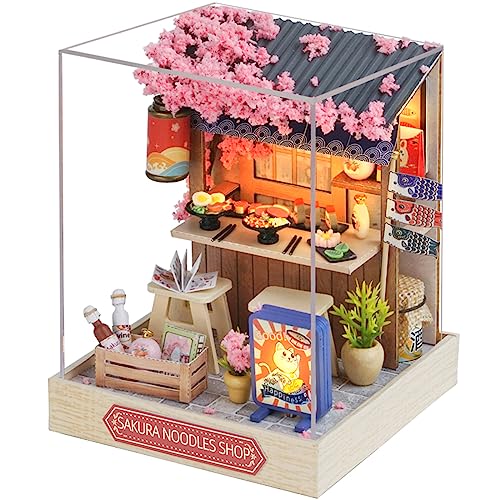 Lannso DIY Dollhouse Miniature Kit, Doll House Kit with Dust Proof Cover, Mini Handmade Wooden Dollhouse Toys for Adult Gift(QT41) - Qt41