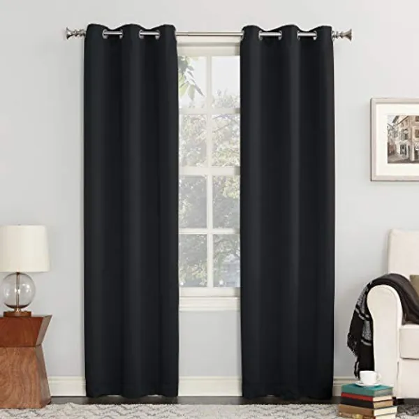 Sun Zero Easton Energy Saving Blackout Grommet Curtain Panel, 40" x 63", Black