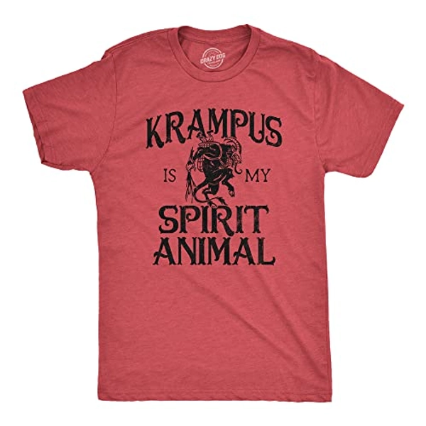 Mens Krampus is My Spirit Animal T Shirt Funny Xmas Saint Nicholas Folklore Tee for Guys