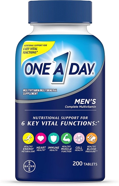 One A Day Men’s Multivitamin, Supplement Tablet with Vitamin A, Vitamin C, Vitamin D, Vitamin E and Zinc for Immune Health Support, B12, Calcium & more, 200 count - 200 Count (Pack of 1)
