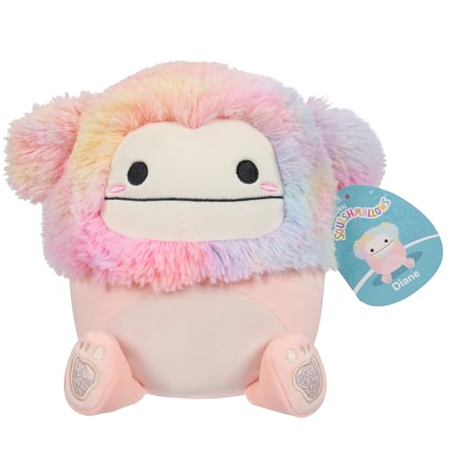 Squishmallows SQCR05371 7.5-Inch-Diane The Peach Bigfoot with Rainbow Hair, Multicolour