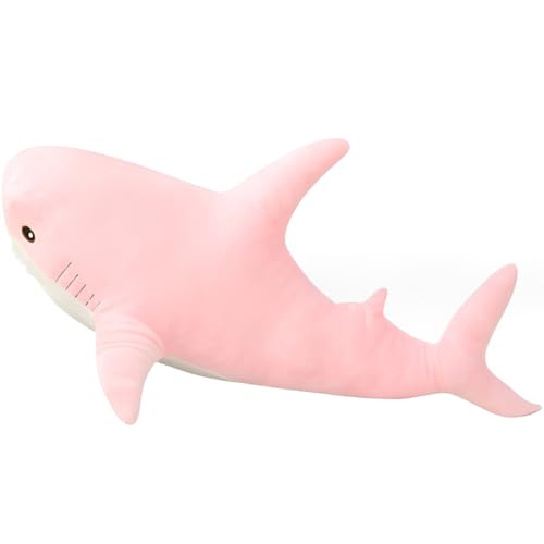 DongAi Plush Shark Toy Pillow, 100CM Giant Shark Plush Animal Toy Super Soft and Cute Pillow Children’s Boys and Girls Room Decoration Bedtime Gift (Pink) - 39.4 inches - Pink
