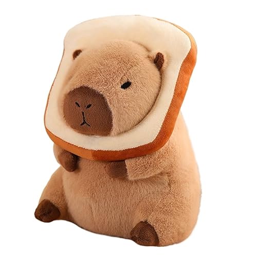TOPLITHE Cute Capybara Plush Toy, Simulated Animal Plush Pillow Kawaii Capybara Plushie With Wearable Toast Headdress Gifts for Kids Girls Boys (Color : Bread, Size : 30cm/11.8IN) - 30cm/11.8IN - Bread
