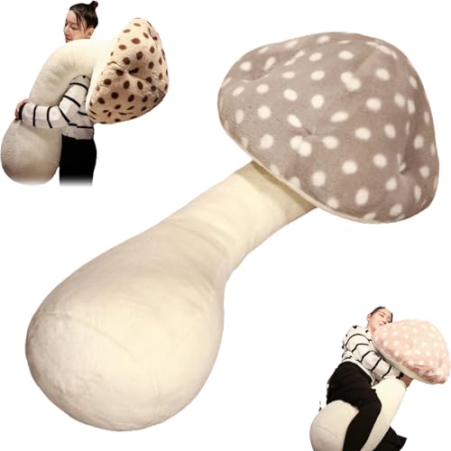 Cemssitu Mushroom Body Pillow, Mushroom Pillow, 30/39/51 Inch Long Mushroom Plush Pillow, Super Soft Mushroom Shape Throw Pillows, Cozy Mushroom Body Pillow (Grey,51.18inches/100 cm) - Grey - 51.18inches/100 cm