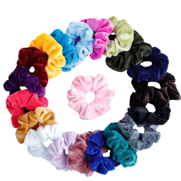 KECUCO 20 Pcs Hair Scrunchies Velvet Elastic Hair Bands Scrunchy Hair Ties Ropes Scrunchie for Women or Girls Hair Accessories - 20 Assorted Colors Scrunchies (Mixed Color) - 