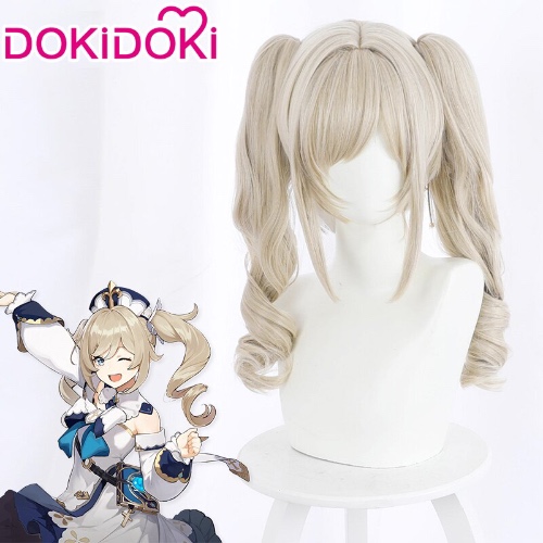 DokiDoki Game Genshin Impact Cosplay Wig Barbara Linen Long Ponytail | Barbara