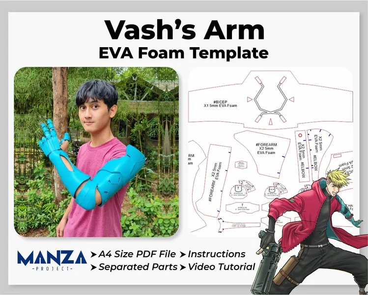 Vash The Stampede Robotic Arm - Trigun Stampede 2023 Cosplay Prop - Digital Template Pattern