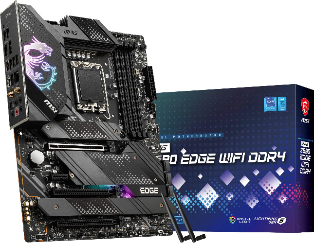 MSI MPG Z690 Edge WiFi DDR4 Gaming Motherboard (ATX, 12th Gen Intel Core, LGA 1700 Socket, DDR4, PCIe 4, CFX, M.2 Slots, Wi-Fi 6) - Motherboard Only