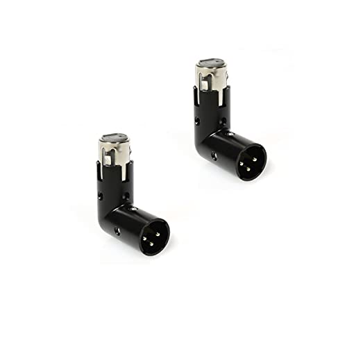 LyxPro XLR Angle Adapter Dual Male and Female can be positioned to 4 Different Angles Right Left and 90 Degree Great for Mixers That Interfere with Other Applications - 2 Pack - 2 Pack